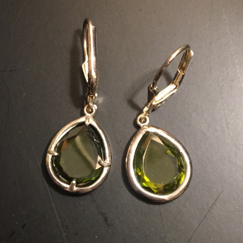 Green Tear Drop Earrings